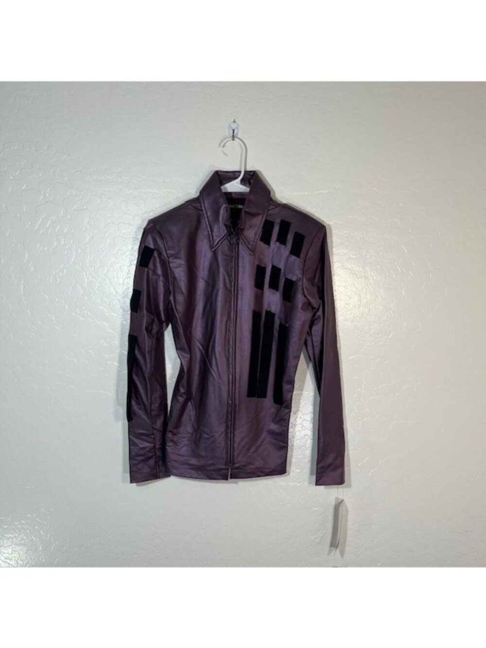 Hobby Horse Jacket Womens Large Equestrian Show Faux Leather Metallic Purple NEW
